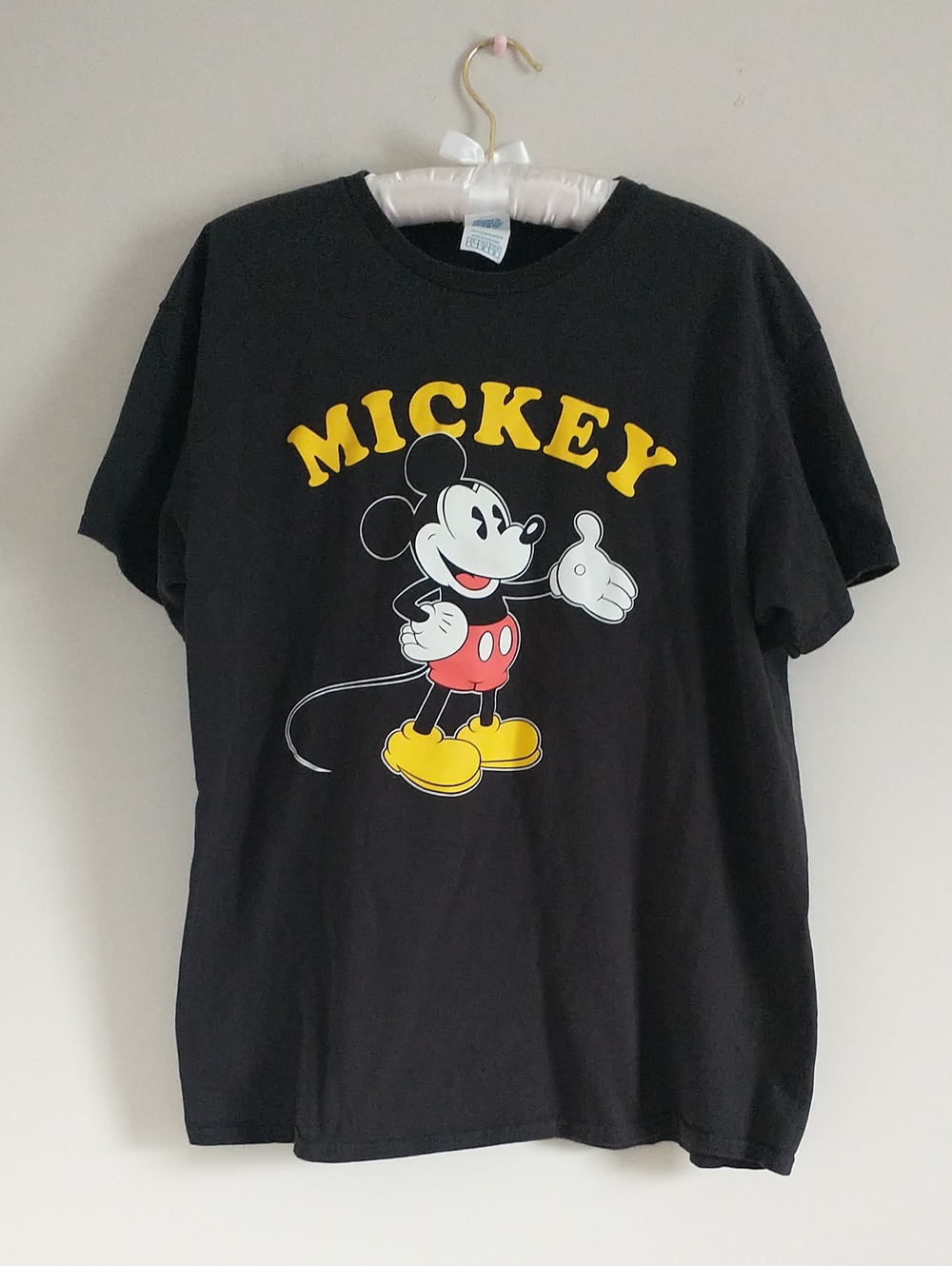 Delta Black Mickey Graphic Men's Tee with Yellow Lettering. SIZE L